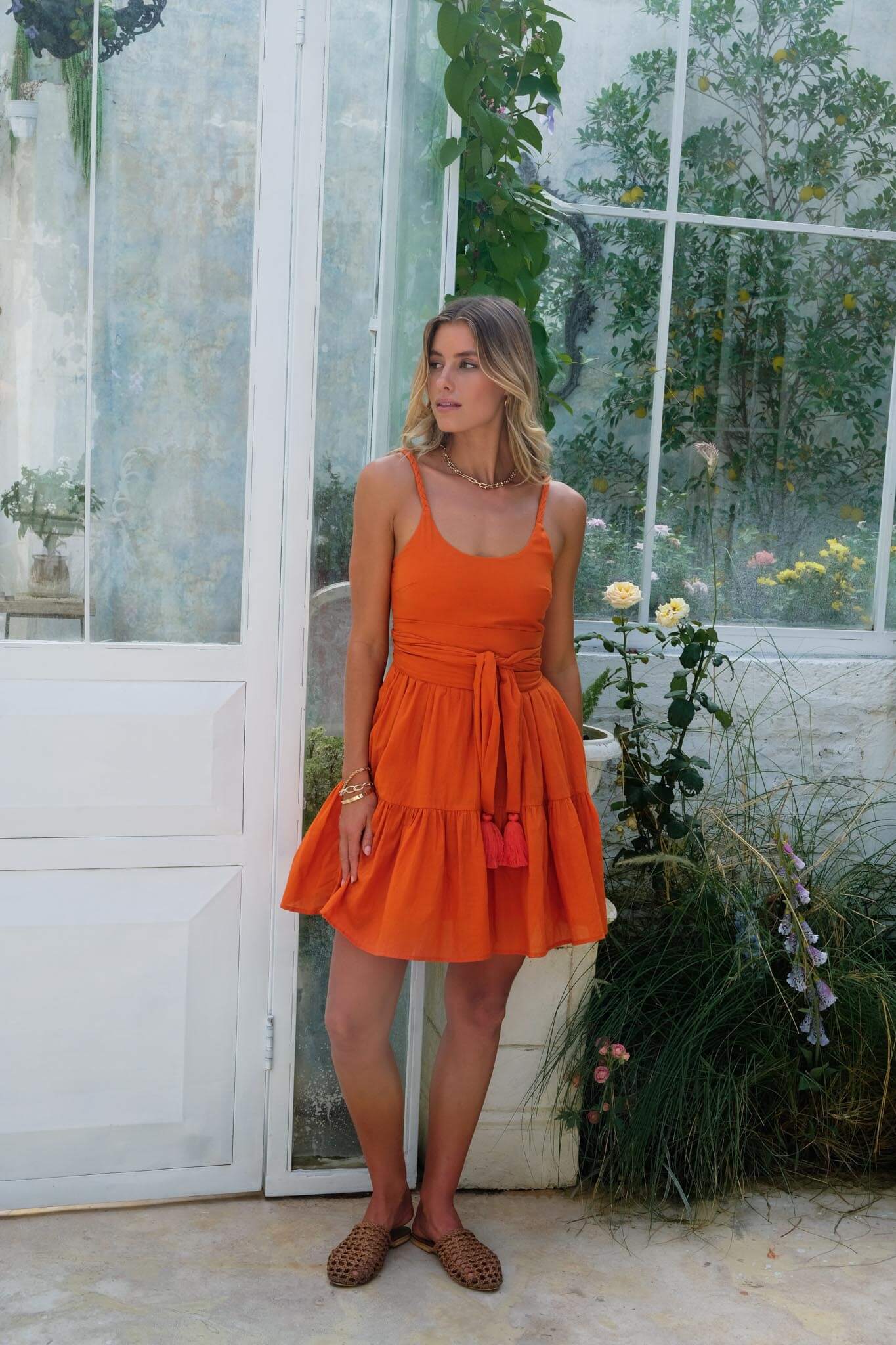 Isa Short Dress Burnt Orange Black Book The Label