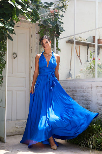 Kenza Belted Maxi Dress Blue