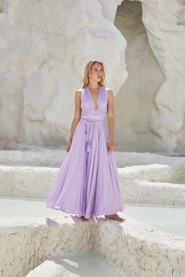 Vestido Kenza Largo Lila pastel