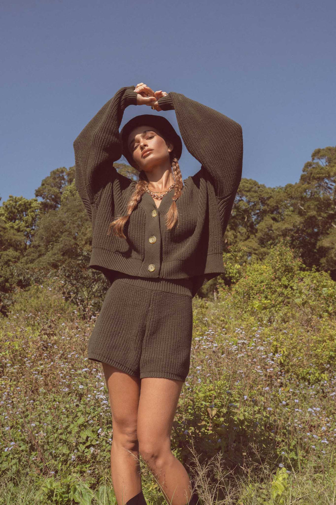 Zephyr Knit Shorts Army Green