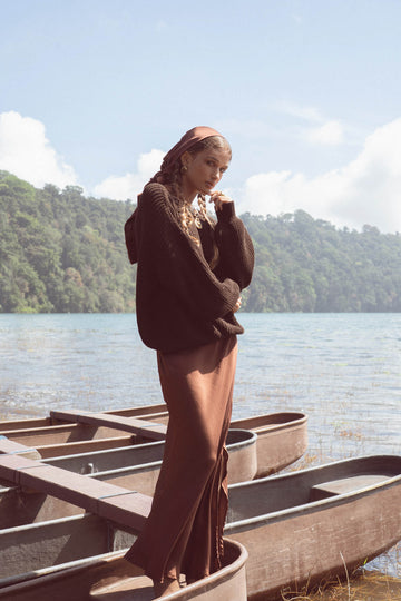 Cyra Silky Skirt Chocolate