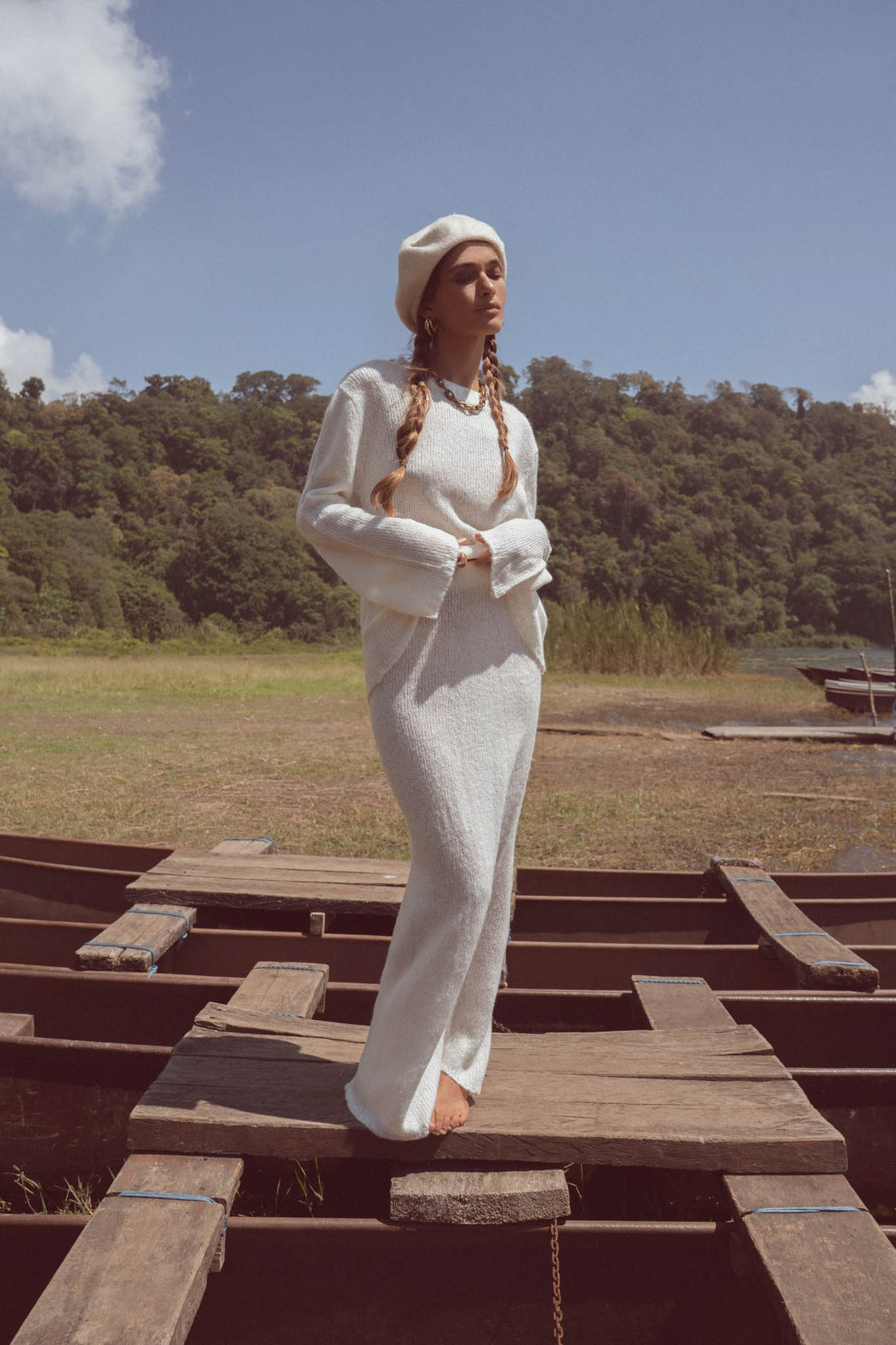 Calista Knit Skirt Off White