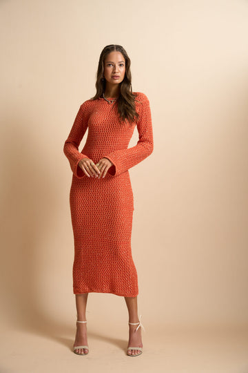 Faye Knit Dress Burnt Orange
