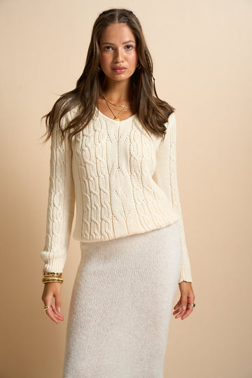 Eda Cable Knit Sweater Off White