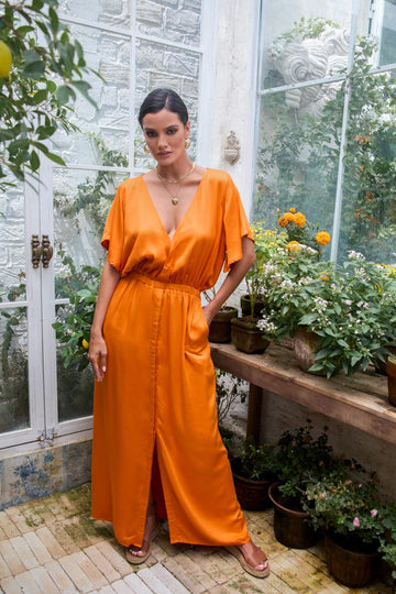 Alizée V-Neck Maxi Dress Burnt Orange