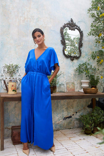 Alizée V-Neck Maxi Dress Blue
