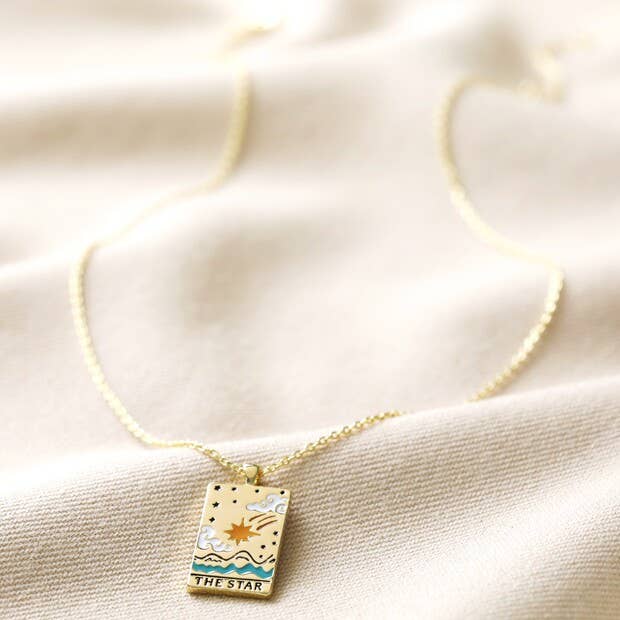 Enamel Star Tarot Card Necklace in Gold