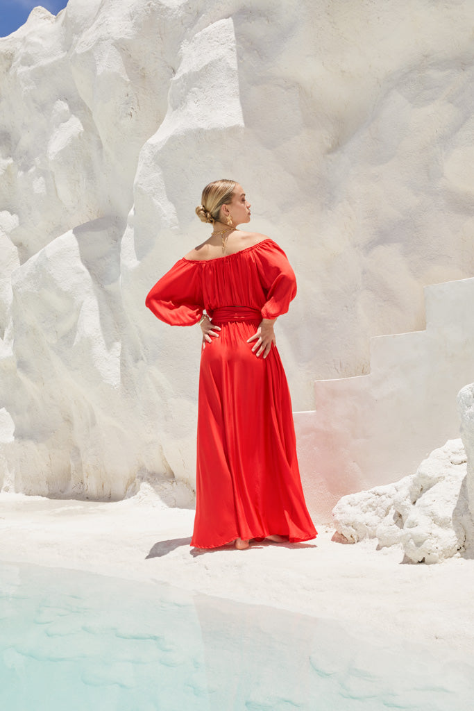 Zahra Maxi Skirt Fiery Red