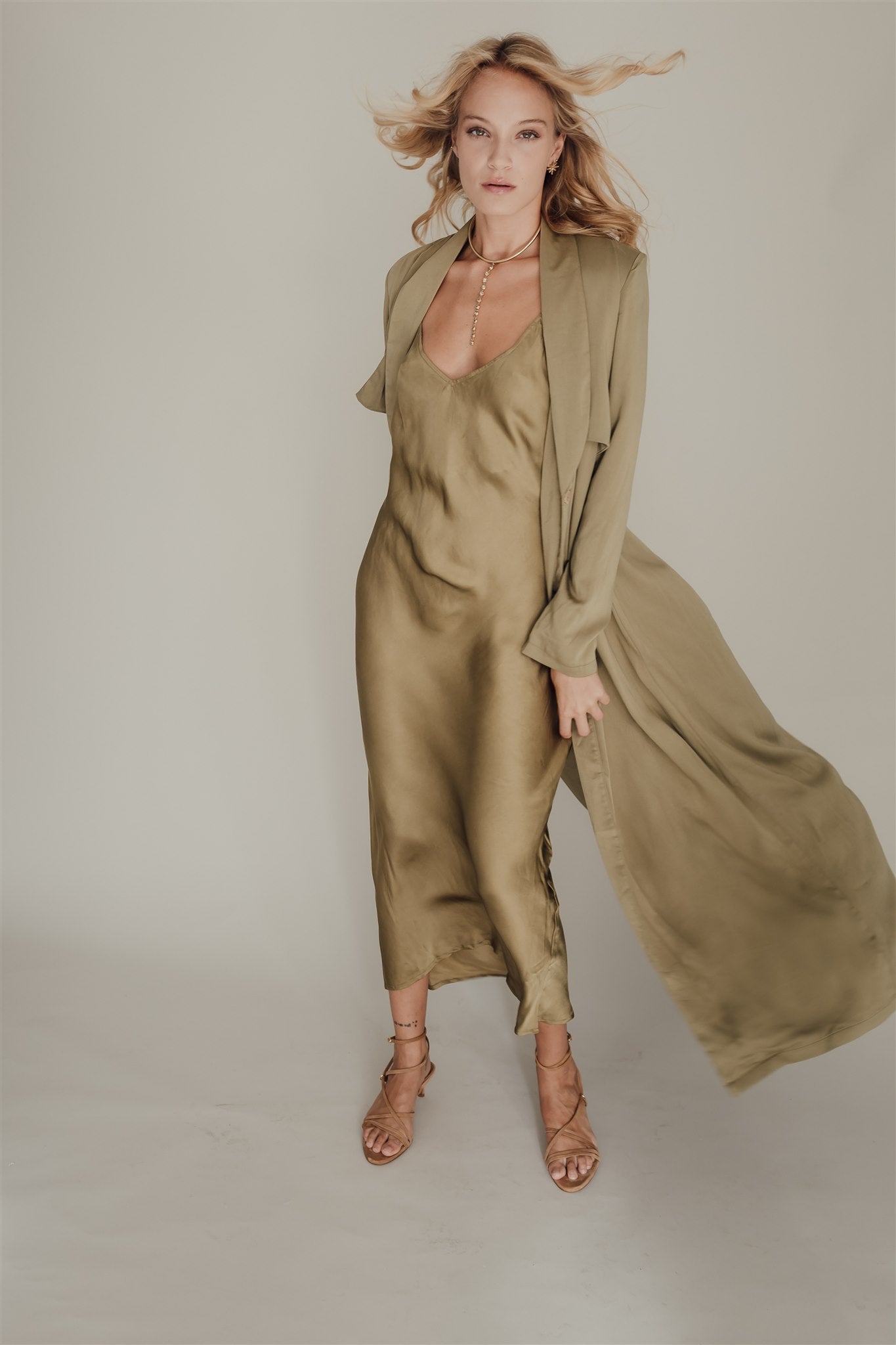 Zoe Trench Coat Olive Branch