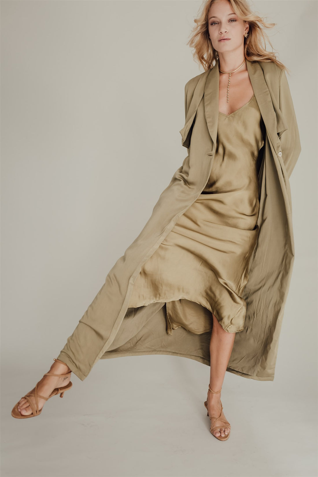 Zoe Trench Coat Olive Branch