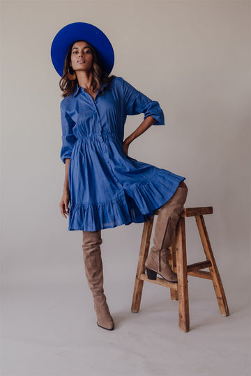 Iliana Short Shirt Dress Galactic Blue