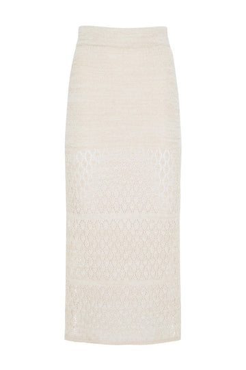 Alia Knit Midi Skirt Off White