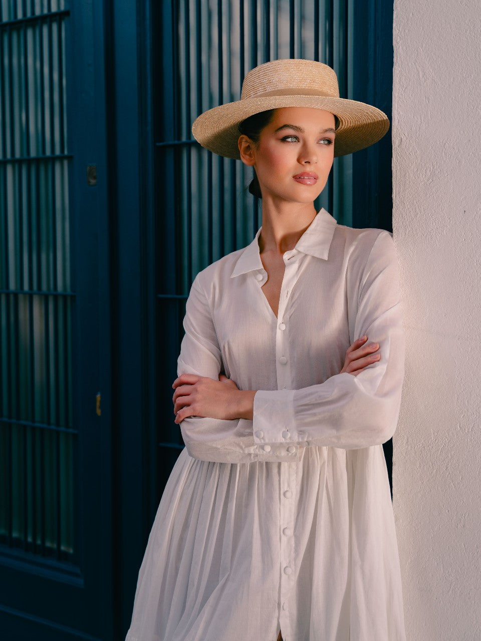 Vestido Camisero Corto Iliana Blanco Roto