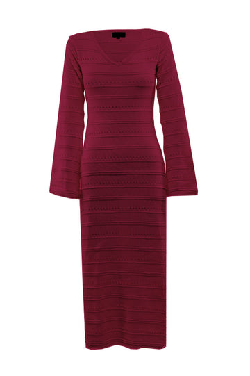 Amina Knit Long Dress Maroon