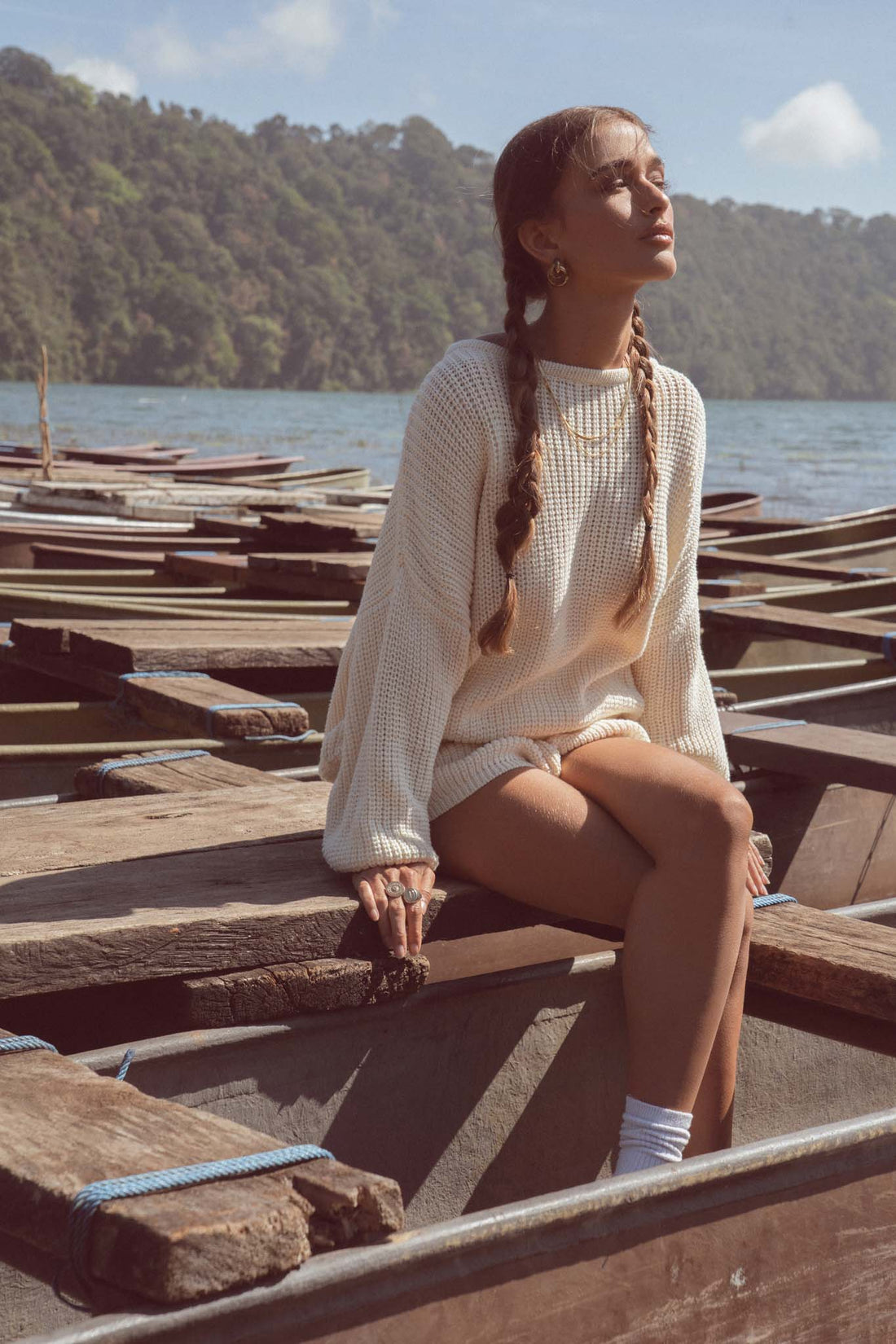 Suéter de punto Niva color blanco roto