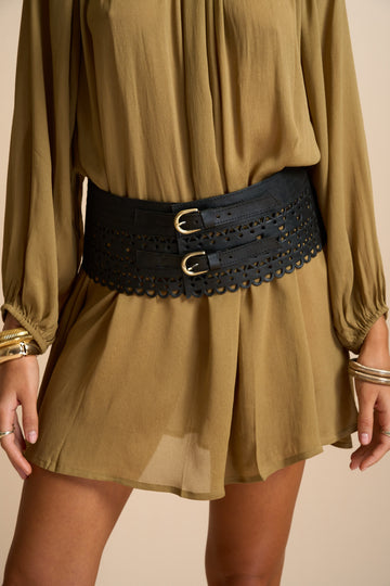 Isolde Leather Belt Black