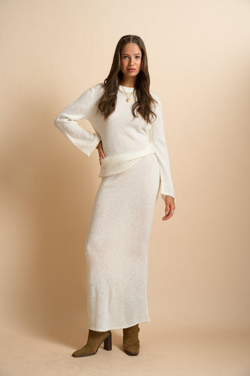 Calista Knit Skirt Off White
