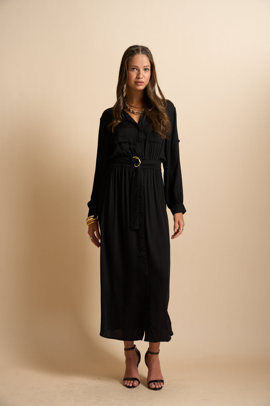 Vestido camisero Amalia negro