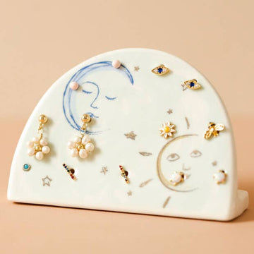 Sun And Moon Ceramic Earring Holder