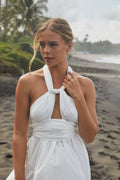 Athena Belted Maxi Dress White | Black Book Fashion