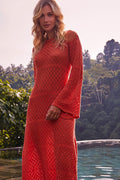 Aysha Knit Long Dress Burnt Orange | Black Book Fashion