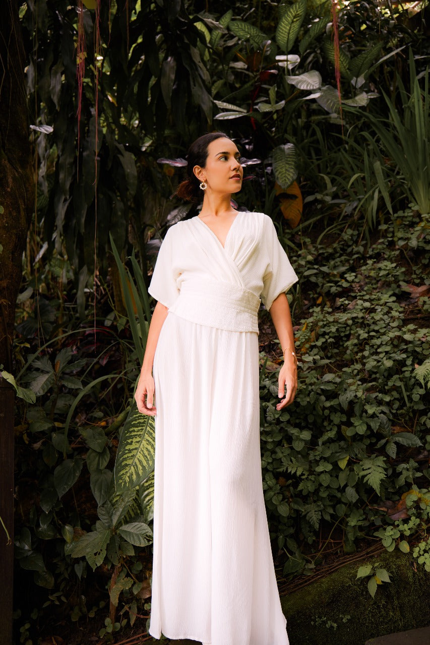 Jasmine Multiway Jumpsuit Off White with Obi Belt